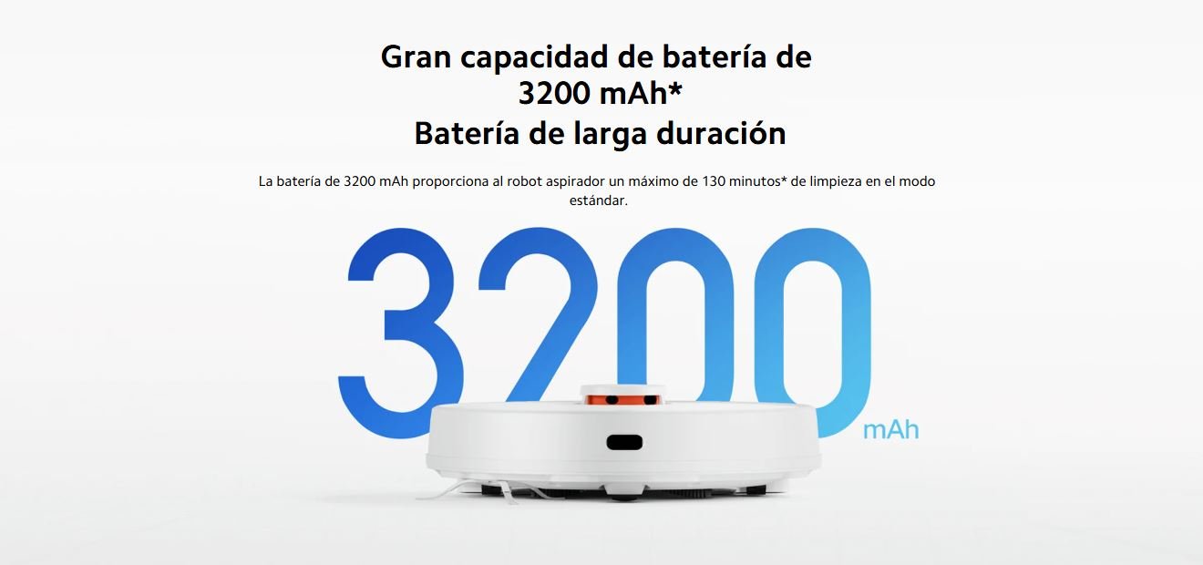 Xiaomi Robot Vacuum S12 - Bateria de larga duración 